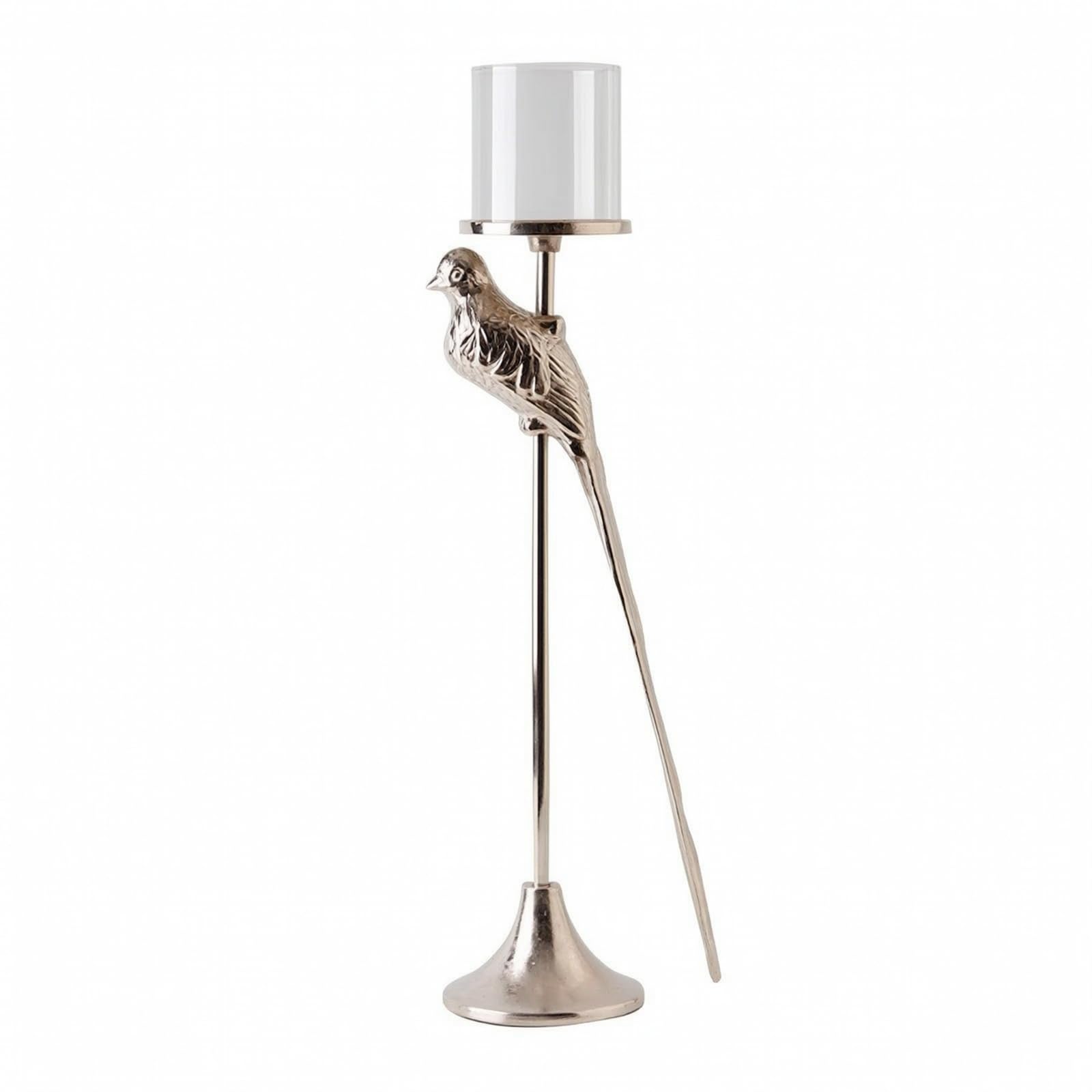 B Baosity Portavelas Decorativo Pájaro Plateado Versátil Portavelas Aluminio con Adorno Pájaro Delicado para Interiores Modernos, S