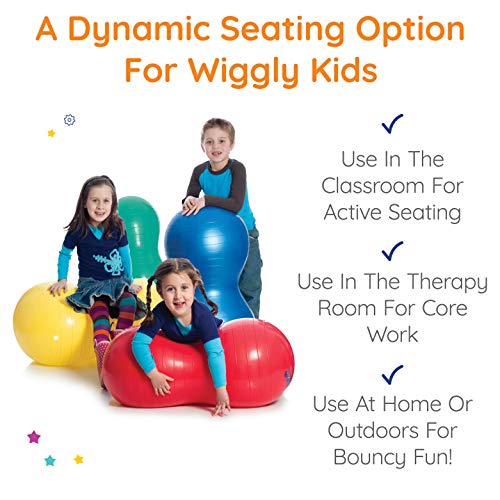 Fun And Function - Peanut Ball For Kids - Balance Ball For Kids With Special Needs - For Exercise, Therapy Or Dynamic Seating - Green - Small (14” X 34.5”) #TOP4