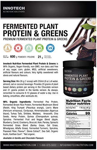 Innotech Nutrition Solutions Fermented Plant Protein & Greens Vanilla, Lightly Sweetened - 600 g - Image 6