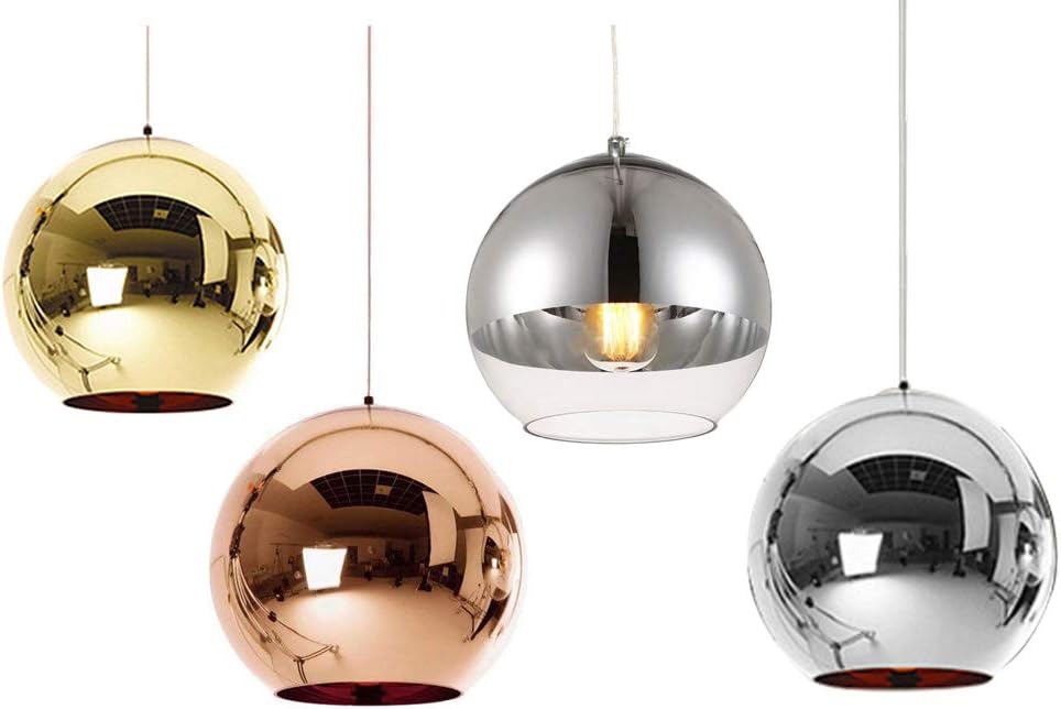 SAINT LROA SAINT LROA Color Glass Pendant Light Mirror Glass Hanging Pendant Modern Ceiling Light Fixture Fit to Kitchen Bedrooms Living Room Loft Hallways （Copper,15cm）