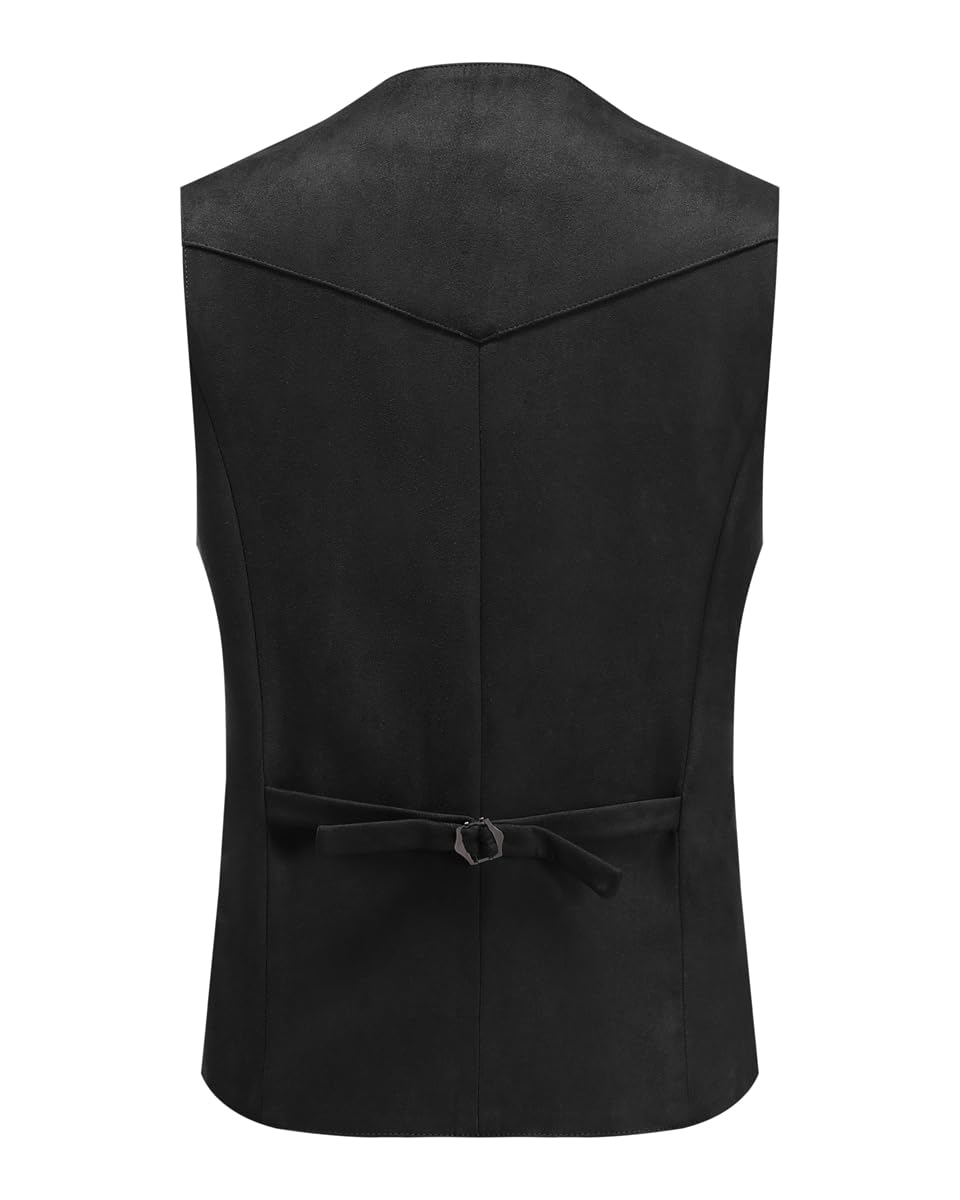 Allthemen Gilet Homme Vintage Rétro Veste sans Manche en Daim Slim Fit Casual Business