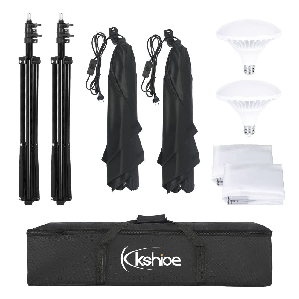 Bonnlo Luci Set Fotografico, 2 Softbox 50 x 70cm, 2 Led 5500K, 2 Supporti Portatili Regolabili e 1 Borsa portaoggetti, Set Fotografico, Luce per Streaming Dirette, Selfie Ritratto e Studio Fotografio