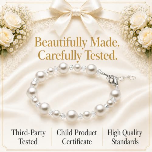 Image of Baby Crystals White Pearl Crystal Bracelet for Girl | Littel Girl Jewelry