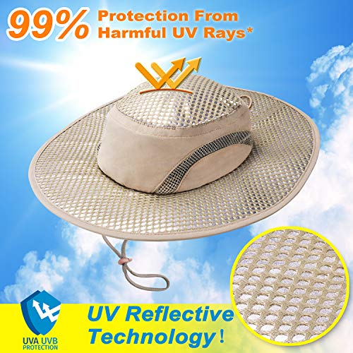 Image of Men Safari Sun Hat Wide Brim Boonie Fishing Cap with Adjustable Drawstring