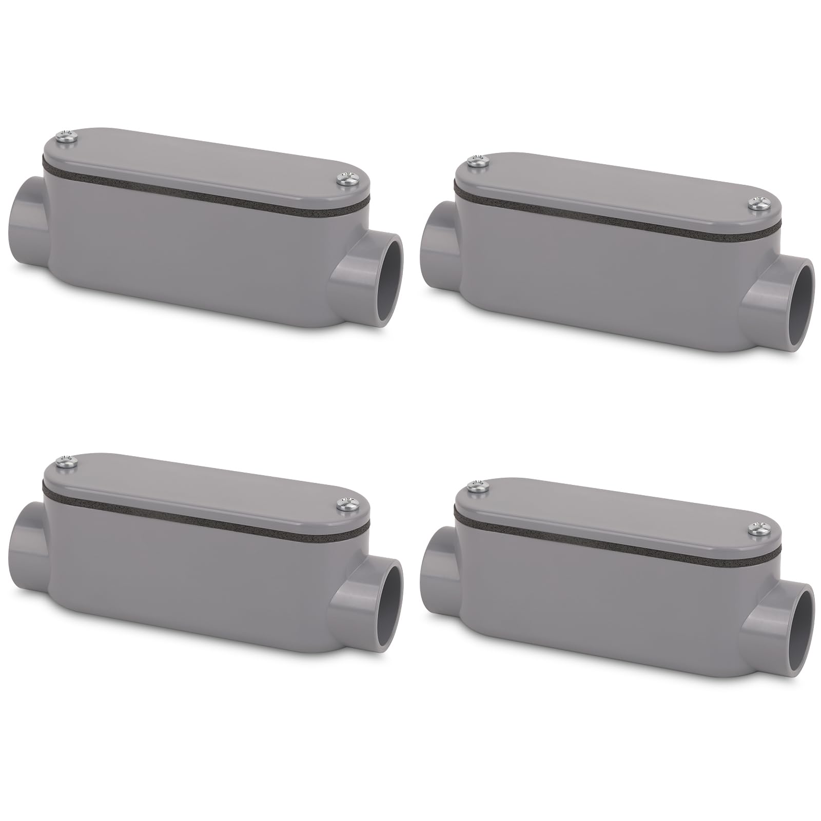 4Pack 3/4 Inch Rigid PVC Conduit Body Type LB, Slip x Slip PVC Conduit Bodies LB Type with Cover and Gasket, Gray — Amazon image 10