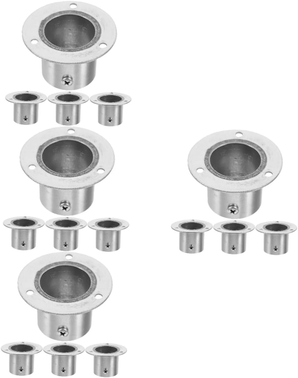 Gadpiparty 16pcs Stainless Steel Rod End Supports for Closet Pole Sockets Flange Holder for Wardrobe and Curtain Rods Easy to Install Stainless Steel