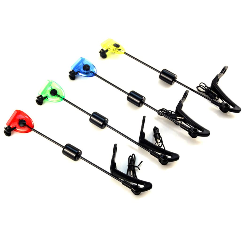 Jorzer Alarmas de mordedura Pesca de Carpas 4pcs 13 Pulgadas LED Alarma de mordedura con Caja de Transporte Amarillo Azul Azul Swingers Indicadores afuera