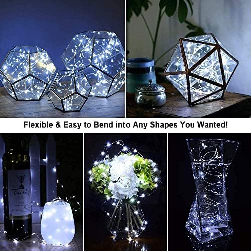 PhilzOps Christmas Fairy Lights Indoor, 20M 200 LED Silver Wire String Lights Plug in 8 Modes Waterproof Outdoor Twinkle Firefly Light for Christmas Party Garden Tree Bedroom Decoration, Cold White