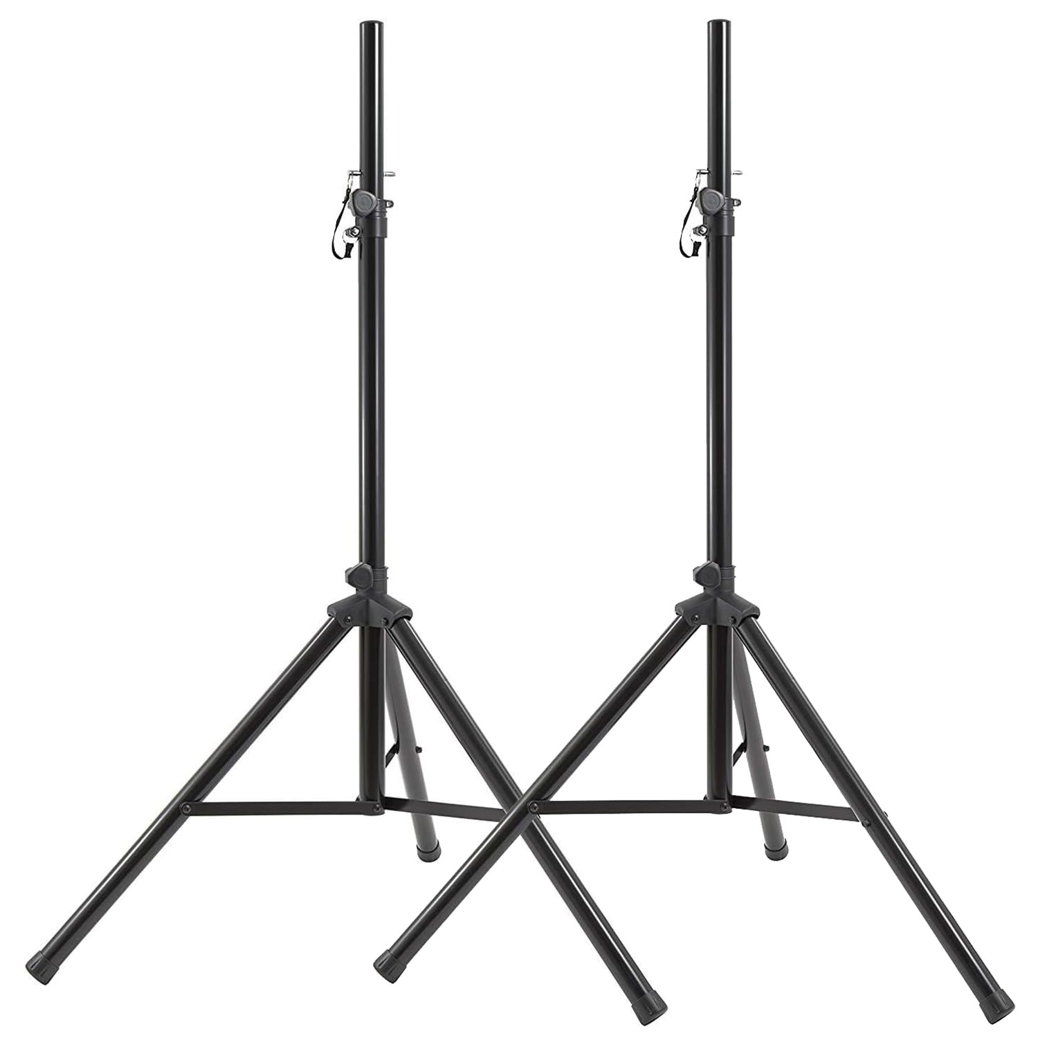 Pair of Universal Speaker DJ Stand Mount Holder - Heavy Duty Tripod w/Adjustable Height from 72” to 40” and 35mm Compatible Insert - Easy Mobility Safety PIN and Knob Tension Locking for Stability