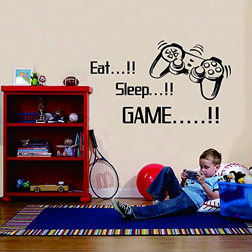 Anfrjji Gamer Wall Decor (Effect Size:22"X13"Inch) Eat Sleep Game Wall Decal~Video Game Wall Decor~Gamepad Decoration~Gaming Decals (Black-Jwh330-Gamepad) #TOP7