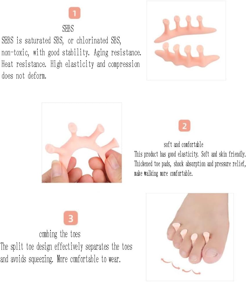 Gel Toe Separator, Four-Holes Separators for Curled Toes, Overlapping Toe, Blisters, Pain Relief from Friction Silicone Squeezing Avoiding Seprator
