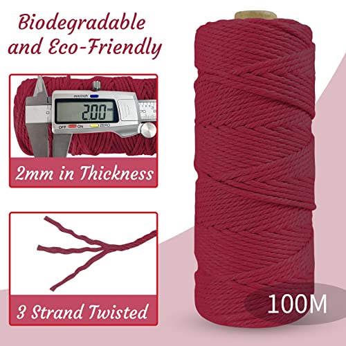 LEREATI Macrame Cord 2mm x 100m, Thick Macrame Rope Natural Cotton Rope Craft String - Image 3