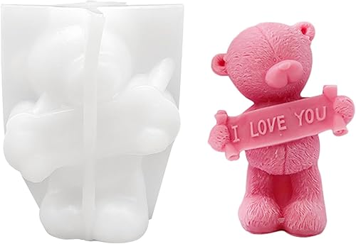 Miniatura 1 de Molde de vela de oso para hacer velas, molde de silicona 3D para el día de San Valentín para fundición de resina, bricolaje de yeso y arcilla