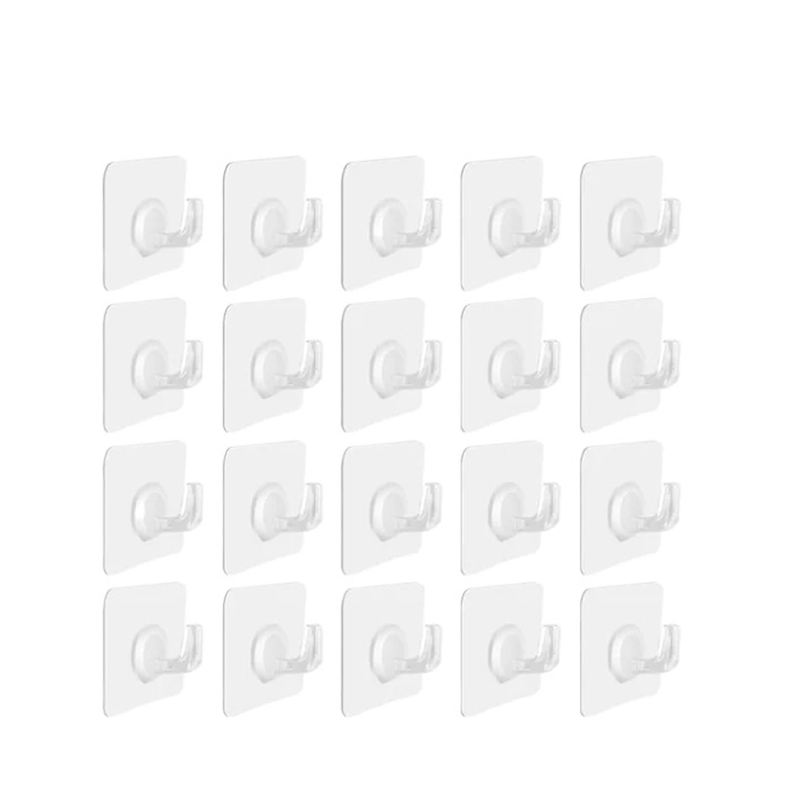 MKYYIOED Adhesive Hooks Self-Adhesive Hook Transparent Door Wall Heavy Load Rack Kitchen Bathroom Towel Key Sticky(20 PCS White)