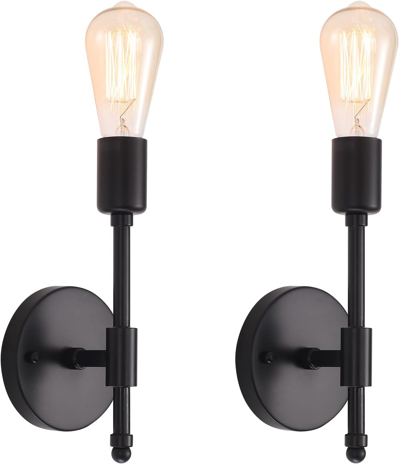 Matte Black Bathroom Vanity Light Fixtures Modern Bathroom Wall Sconces Industrial Wall Sconce Lighting for Bathroom Bedroom Living Room Hallway 2 packs
