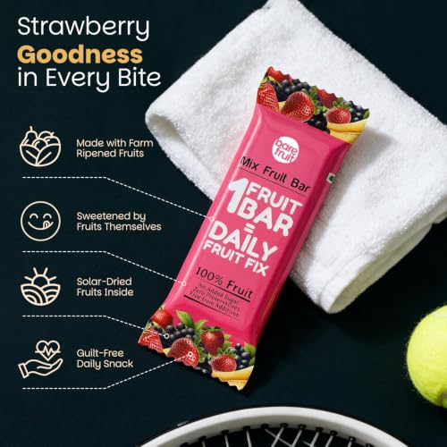 Image of BAREFRUIT 100% Mix Fruit Bar | Healthy Breakfast Diet Energy Snacking Bar For Kids & Adults | Plant Based Protein & Fibre - Rich In Vitamin A, C | No Added Sugar, Zero Preservatives | Pack of 18 (450g)