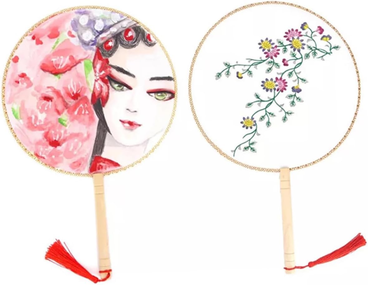 Luxshiny DIY Silk Fan Material Craftsmans Fan for Boys and Girls Drawing Handmade Embroidery