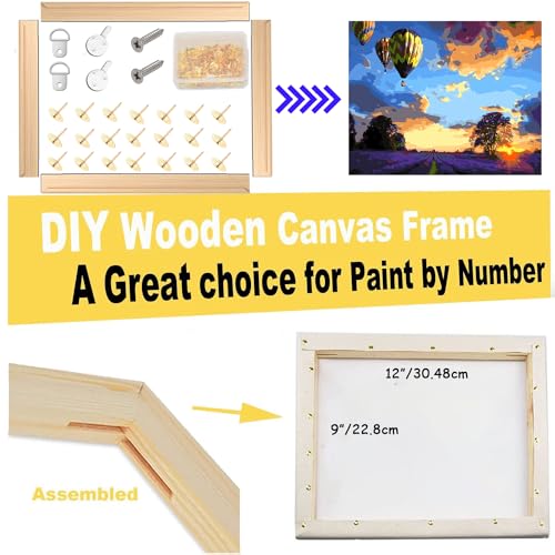 2 Pack 9\"x 12\" DIY Wood Canvas Stretcher Bars,Removable Canvas Frames Kit-Easy to Assemble,Wooden Frames Kit for Oil Painting,Diamond Painting,Canvas Painting and Needle Arts Supplies