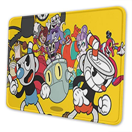 Cup-Head Mouse Pad with Stitched Edge, Premium-Textured Mouse Mat, Non-Slip Rubber Base Mousepad