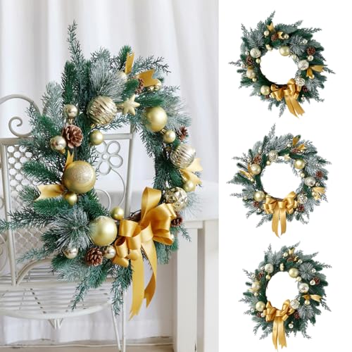 Couronne Noël avec nœud durable contre la perte d'aiguilles
