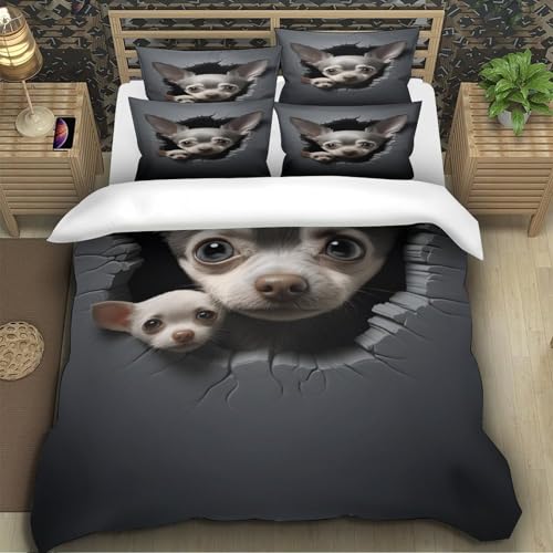 Housse de couette imprimé 3D ultra douce et finitions haut de gamme pour grand lit