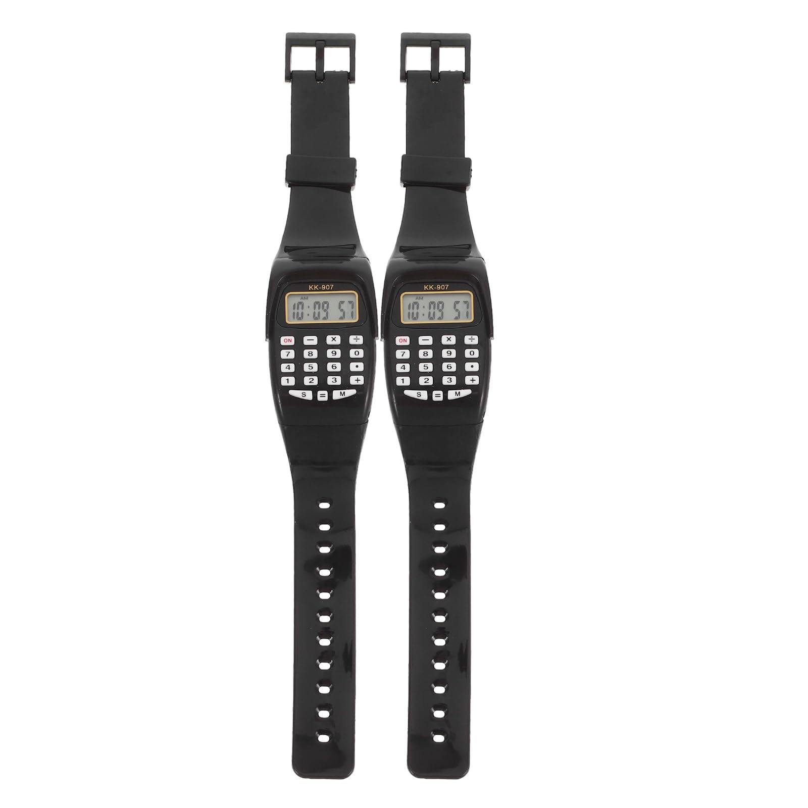 Veemoon 2pcs Calculator Watch, Calculator Wrist Watch Portable Calculations Watch Vintage Square Digital Watch Movement Clearly Calculators Watches for Men Women, Black
