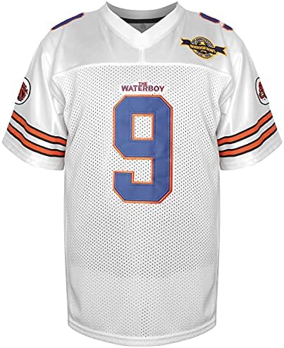 Phoneutrix Bobby Boucher #9 The Waterboy Adam Sandler Movie Mud Dogs Bourbon Bowl Football Jersey (White, X-Large)