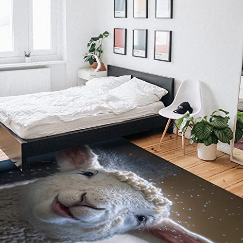 Sheep Area Rug For Bedroom Living Room- Smiling Sheep Cute Plush Animal Contemporary Floor Carpet Comfy Runner Rug Nursery Playmats Home Decor Mat, #TOP5