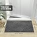 Yimobra Doormat Outdoor Entrance, Simple Stripes All-Weather Waterproof & Non-Slip Mat for Front Door, Heavy Duty Welcome Mat for Indoor, Garage, Patio-29.5x17, Dark Grey