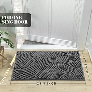 Yimobra front door mat outside entrance 295×17 absorbent doormat stain and fade resistant heavy duty indoor outdoor welcome mat non slip natural rubber low profile easy clean patio dark grey  urban country home decor