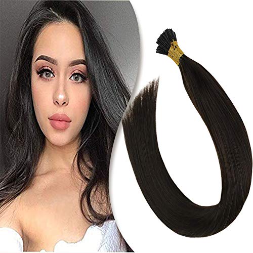 【9% Off】Darkest Brown I Tip Hair Extensions Human Hair 1g/s Itip Extensions Color #2 Darkest Brown Pre Bonded I Tip Hair Extensions 18inch 50gram