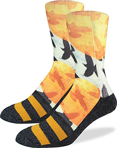 Good Luck Sock Men's Flock of Birds Crew Socks - Yellow, Adult Shoe Size 8-13