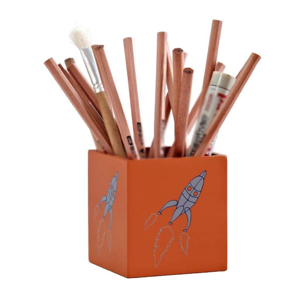 Portalápices Naranja, Caja de Madera para bolígrafos, Organizador de Escritorio de Uso múltiple, Caja de Almacenamiento de Madera Natural ecológica, portalápices