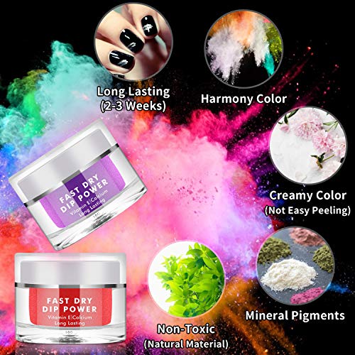 Nail Dipping Powder Kit - 1s Fast Dry Dip Nail Powder System Starter Kit 3 Colors Dip Powder Nail Kit Acrylic Dip Powder Set INFELING French Nail Manicure Nail Art Set No UV/LED Lamp Needed with Bag