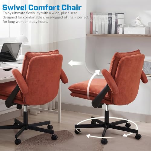 Image of DROGO Zen Pro Criss Cross Legged Office Chair for Work from Home with Flip-Up Armrest & Wide Thick Cushion Seat | Computer Study Chair with Adjustable Height, Recline & Heavy Duty Metal Base (Orange)