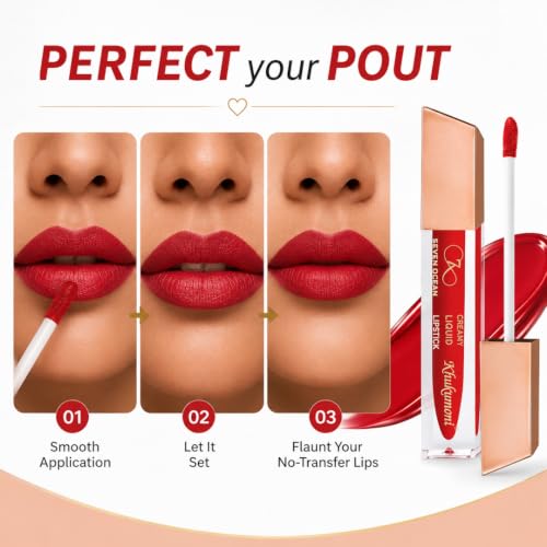 Image of Khukumoni Red Twilight Liquid Lipstick | Waterproof Matte Lipstick for Women | Smudge-Proof, Long Lasting | Daily Use (5ml)