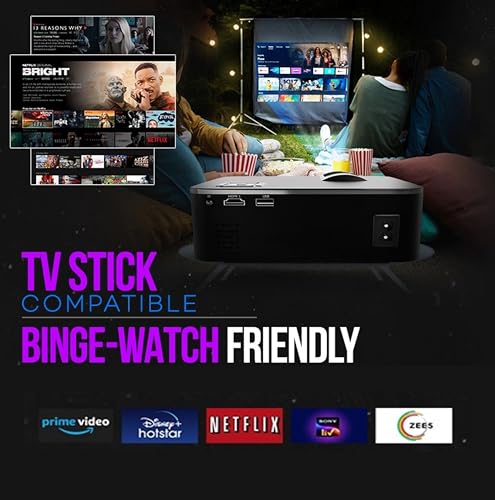 Image of E Gate i9 Pro-Max 4X Brighter Bluetooth Projector 4k Ultra HD,400 ISO Lumens & 840fc Mega Brightness, Full HD 1080p Native, 210 inch (534 cm) Screen | AV, VGA, HDMI, SD Card, USB, AUX, inbuilt Speaker