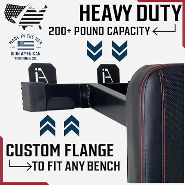 IRON AMERICAN Adjustable Weight Bench Hanger - Hang Benches, Rowing Machines, Hex Bars, Barbells - 100lb Capacity - Hardware Included - Made in USA