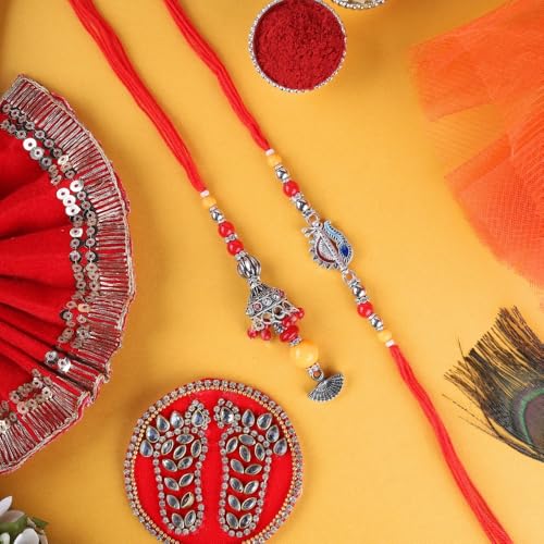 Traditional Rakhi For Bhai- Bhabhi For Raksha Bandhan| Handcrafted Thread Bracelet For Brother| Indian Designer Latest Rakhi for Bhaiya & Bhabhi Combo3