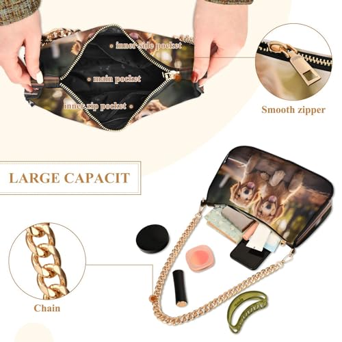 Shoulder Bags for Women Golden Retriever Dogs Hobo Tote Handbag Small Clutch Purse with Zipper Closure4
