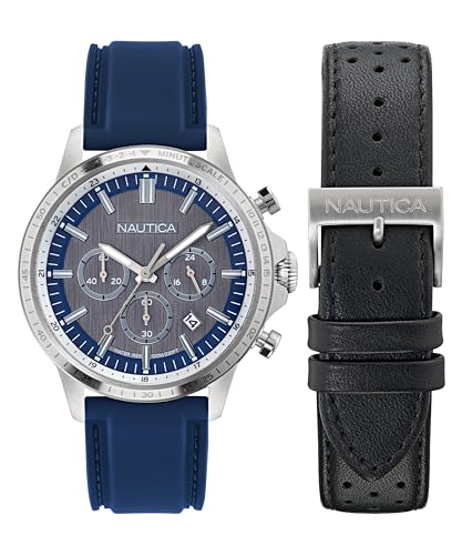 Montre Nautica Homme NAPBOS504 Étanche Quartz avec Bracelet Souple Noir