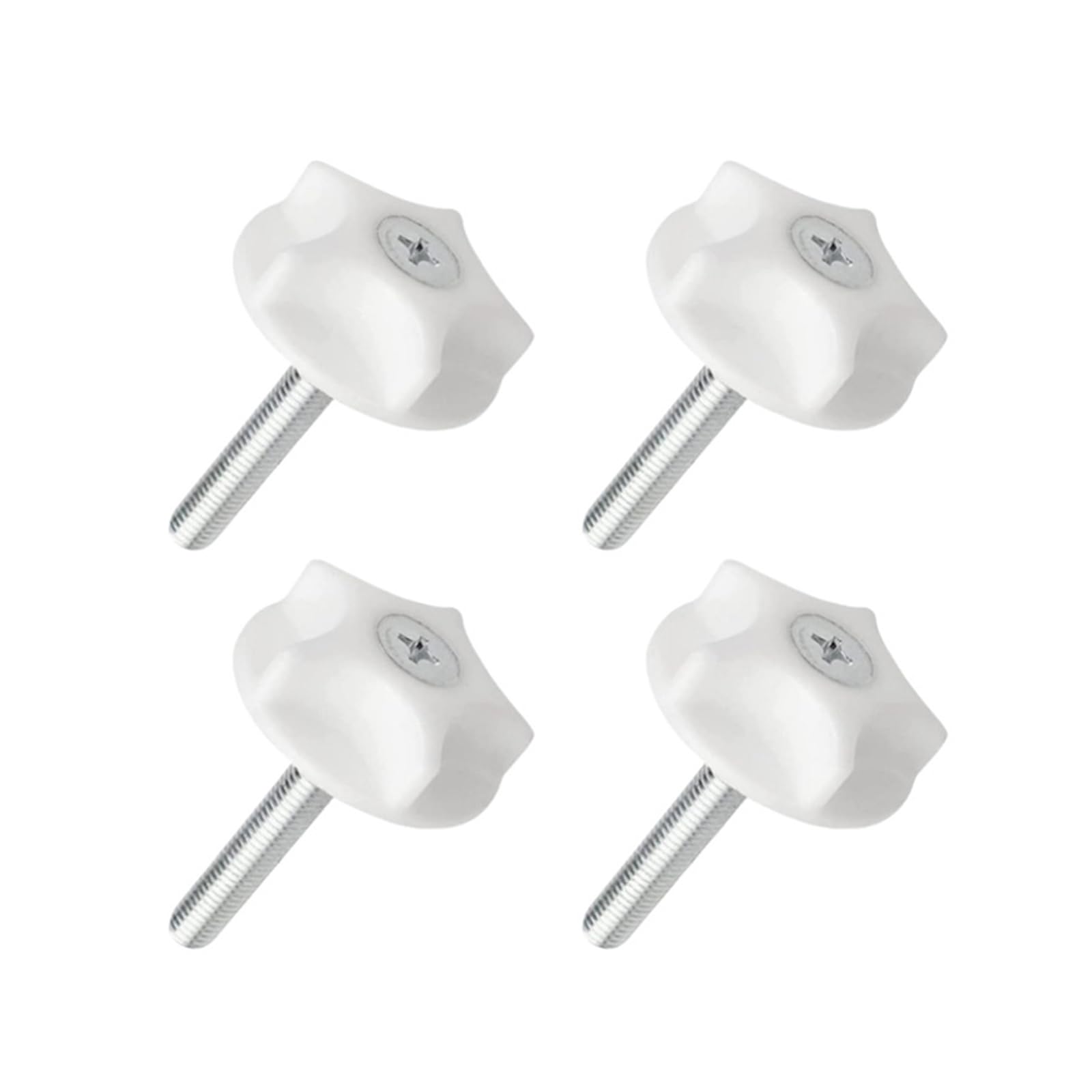 Elmsley 4 Pcs Headboard Fixings, Adjustable M8 Bed Bolts, White Cold Rolled Steel, Furniture Leveling Feet for Divan Bed, Heavy Duty Home Hardware, Easy Installation, Leveling Design