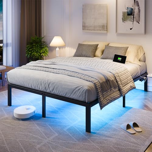 OLEVS-Queen-Size-Bed-Frame-with-USB-and-Typc-C-Charging-Station-LED-Lights-Metal-Platform-Frame-with-Heavy-Duty-Steel-Slats-14-Storage-Space-No-Noise