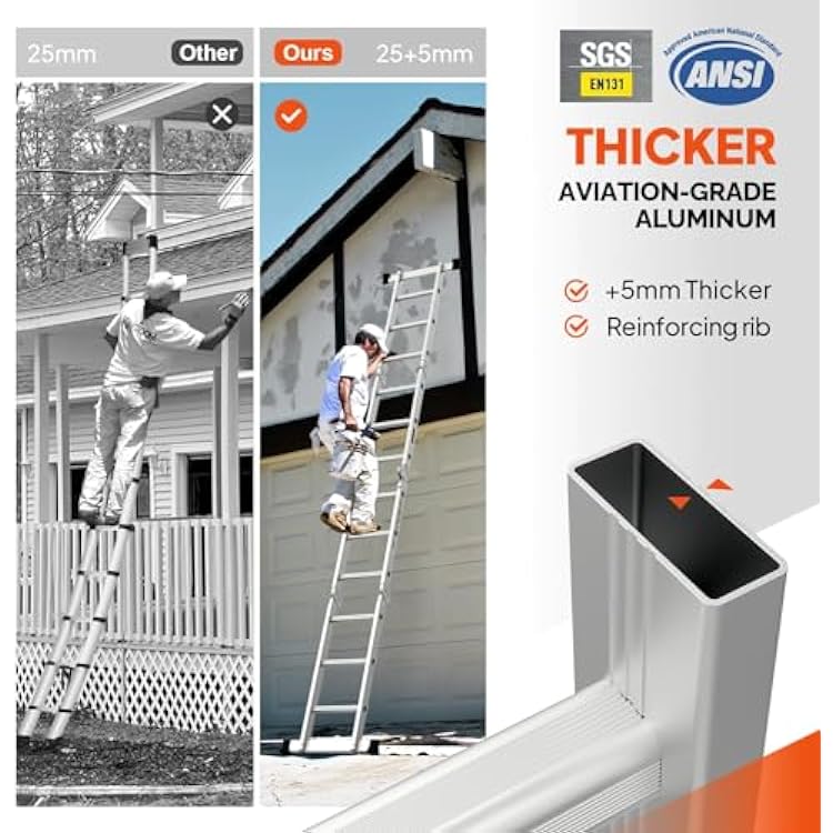 12.5 FT Folding Ladder, LUISLADDERS Multi-Purpose Ladder, Aluminium Extension Ladders 7 in 1 Heavy Duty Combination EN 131 Standard