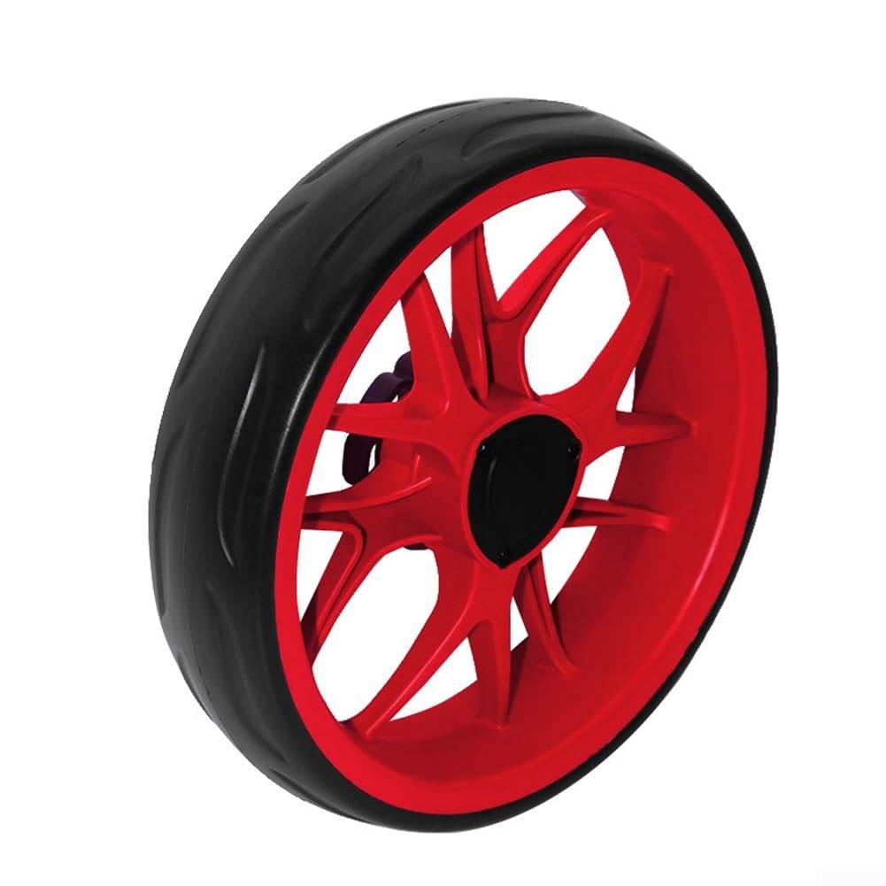 Golf Trolley Push Pull Replacement Wheel 10in Diameter with 9mm Axle, EVA Foam and Plastic for Smooth Rolling on Golf Course Terrain (Red)