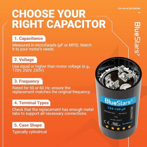 image for 124-149 uf/MFD 220-250VAC Round Run Start Capacitor Replacement Part b