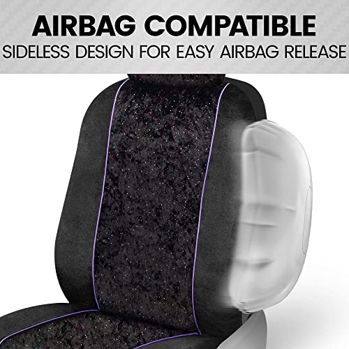 Bdk Black Stardust Car Seat Covers For Front Seats, 2 Count.glitter Pattern Front Seat Cover Set With Matching Headrest, Sideless Design For Easy Installation, Fits Most Car Truck Van And Suv (1 Pack) #TOP4