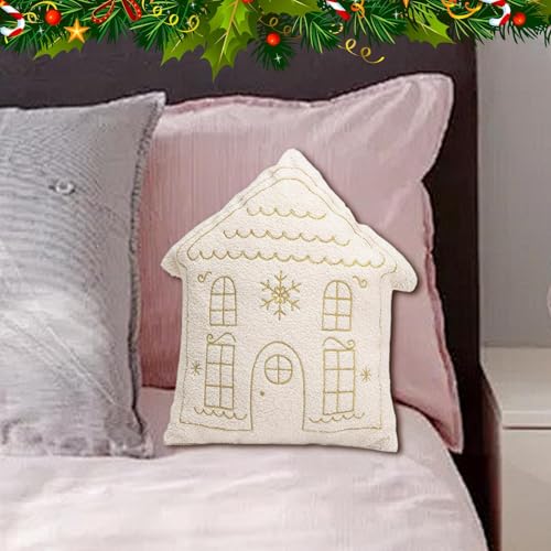 Coussin de vacances en peluche style maison de Noël haut de gamme