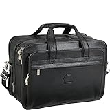 Black Leather Practical Expandable Computer Case (#2438-0)