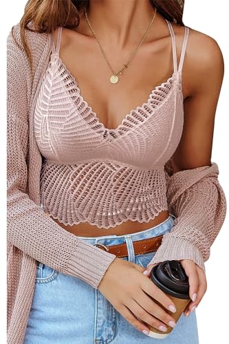 Image of Avidlove Lace Bralette for Women V Neck Camisoles Racerback Adjustable Strap Crop Top